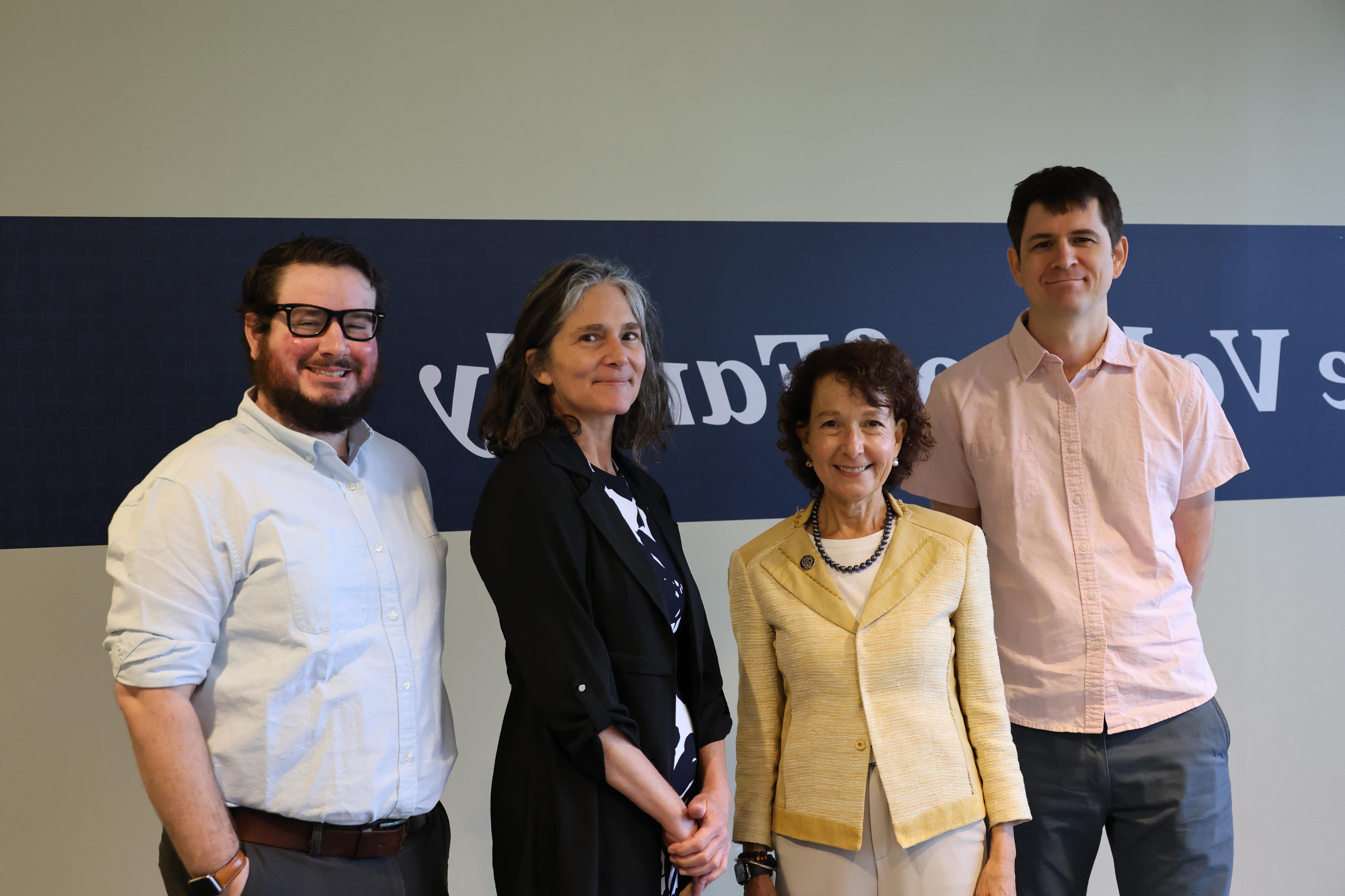 威廉·沃登博士.D., assistant professor of mathematics, Dr. Anne Prisco, president, 十大网络彩票平台大全, Janet R. McNellis, Ph值.D., professor of 教育, and Edward A. Waddell, Ph值.D., assistant professor, Biology.